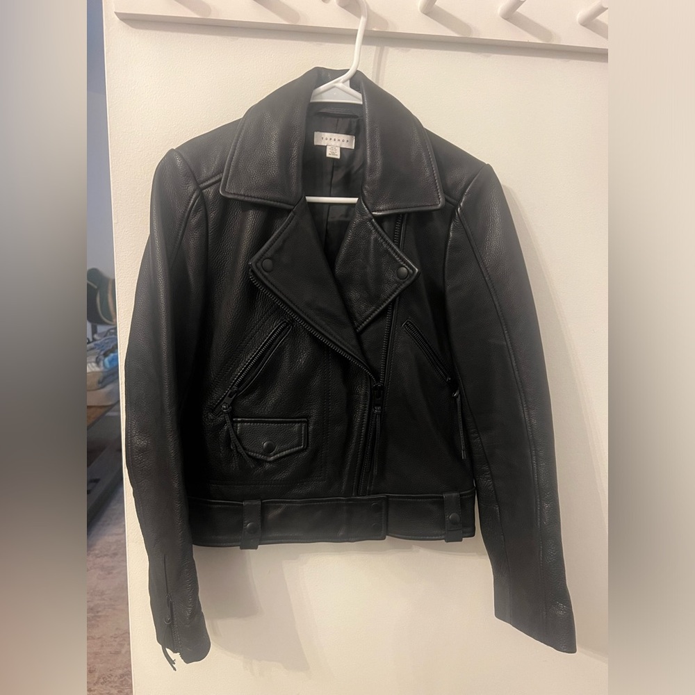 Topshop 100% Genuine Leather Jacket - Size US 4